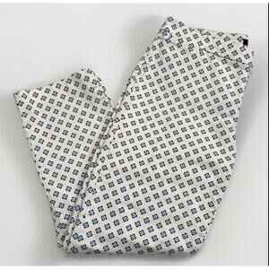 Tommy Hilfiger Madison capris Pants 4 Clover Print Stretch bone White Blue NWOT